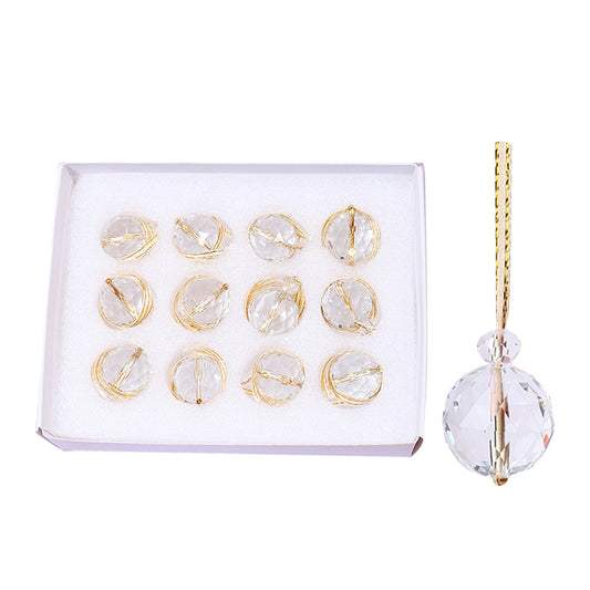 12x Clear Glass Christmas Balls Ornaments Mini Xmas Tree Decorations White