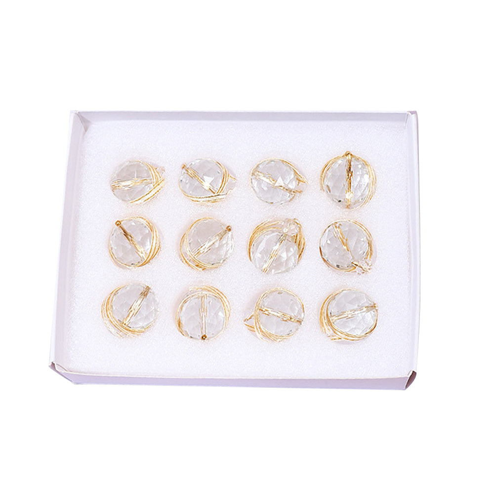 12x Clear Glass Christmas Balls Ornaments Mini Xmas Tree Decorations White