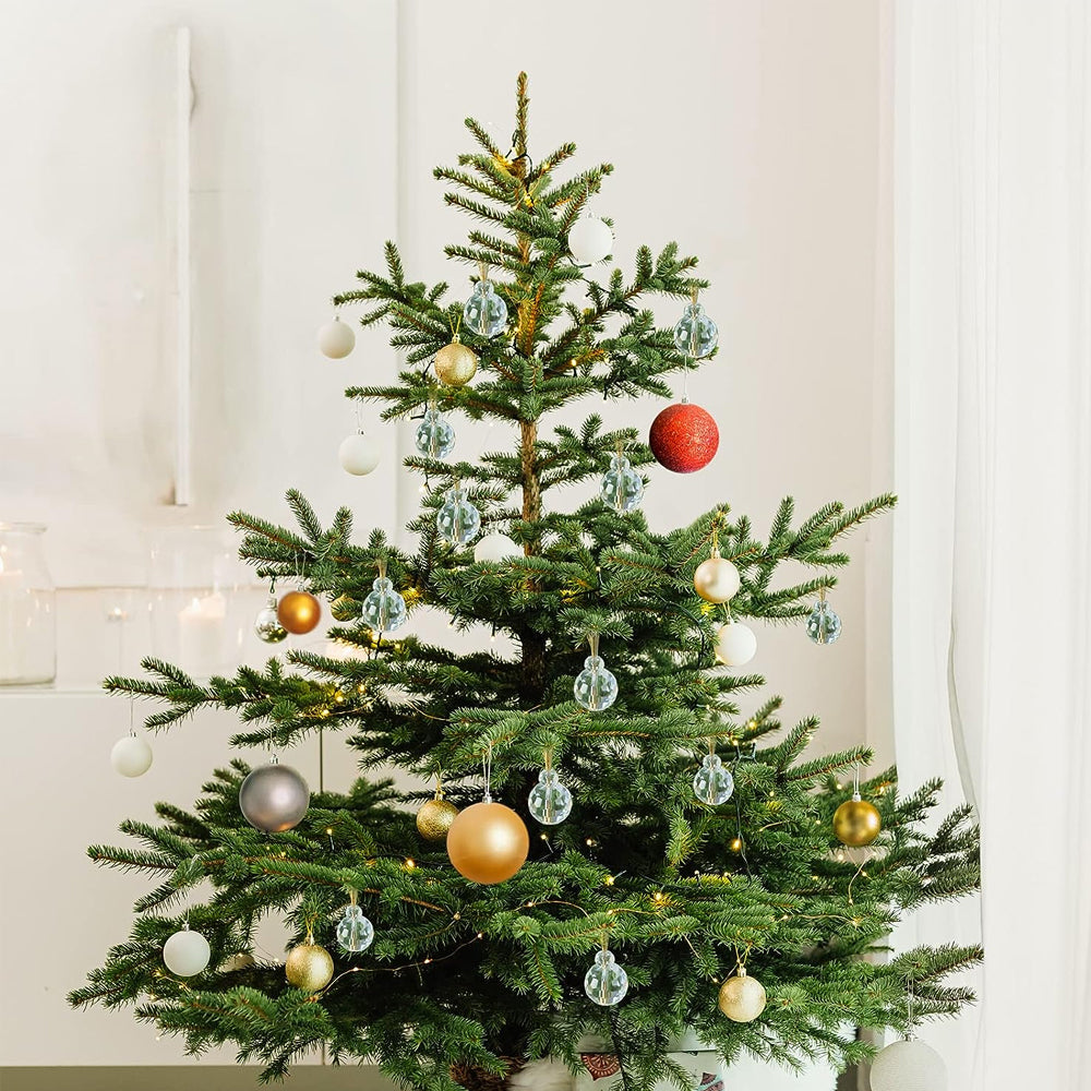 12x Clear Glass Christmas Balls Ornaments Mini Xmas Tree Decorations White