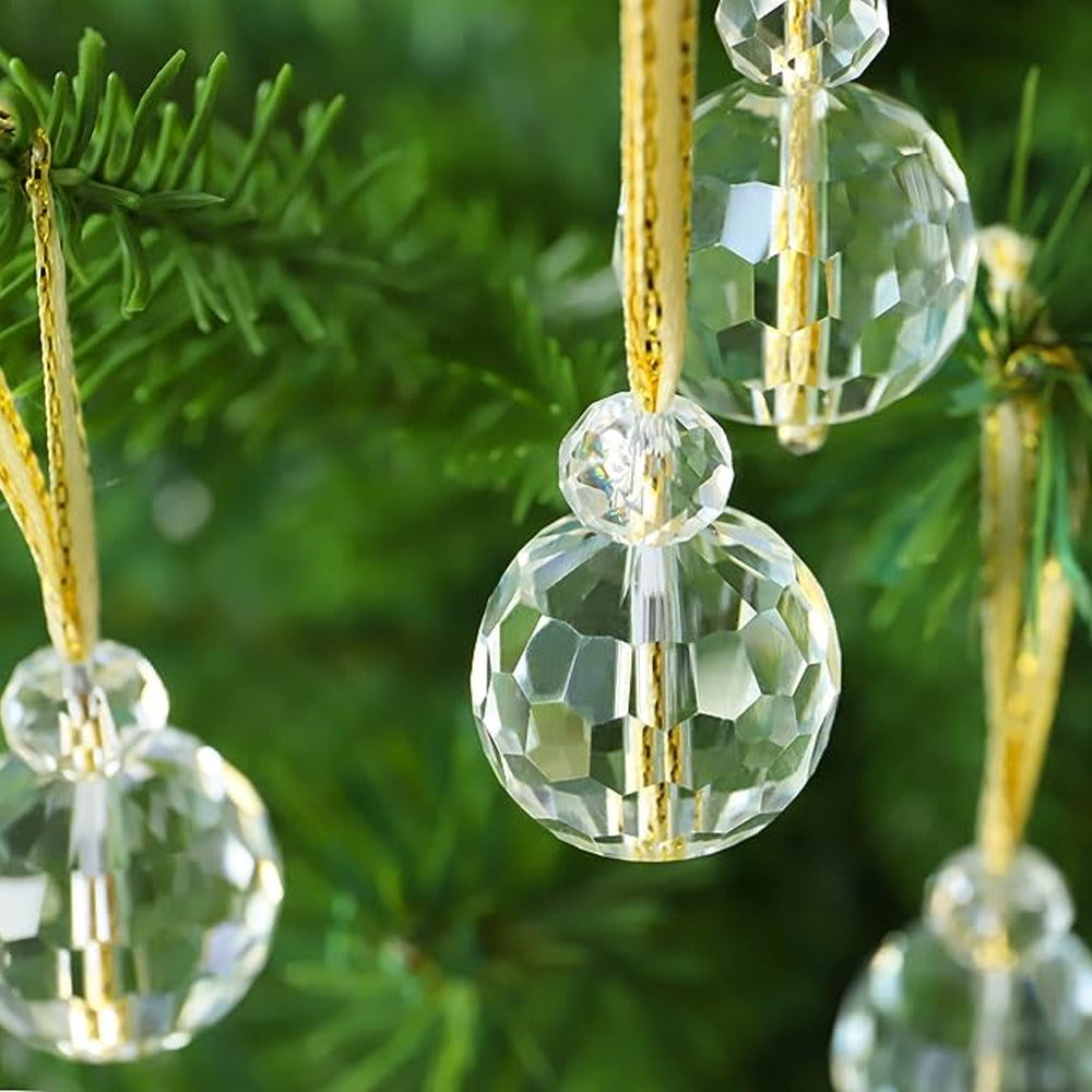 12x Clear Glass Christmas Balls Ornaments Mini Xmas Tree Decorations White
