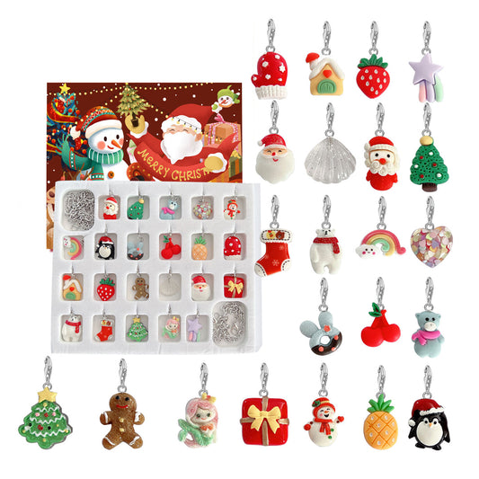 Christmas Advent Calendar Pendant Ornaments DIY Necklaces Bracelets for Girls