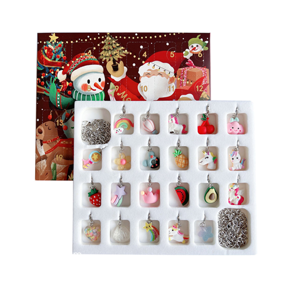 Christmas Advent Calendar Pendant Ornaments DIY Necklaces Bracelets for Girls