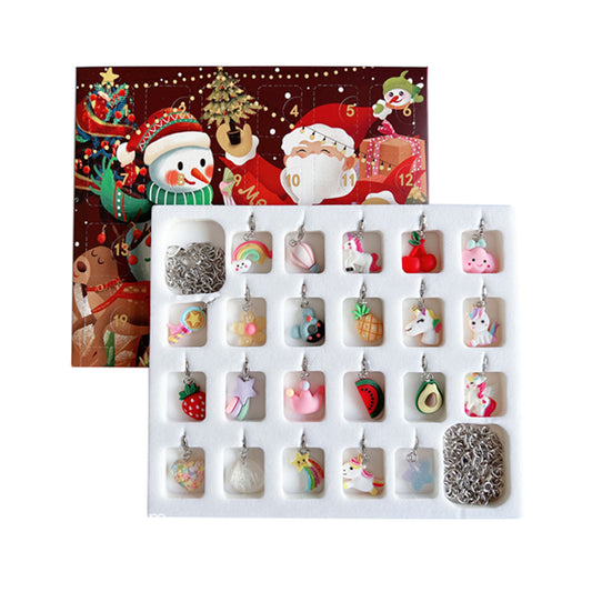 Christmas Advent Calendar Pendant Ornaments DIY Necklaces Bracelets for Girls