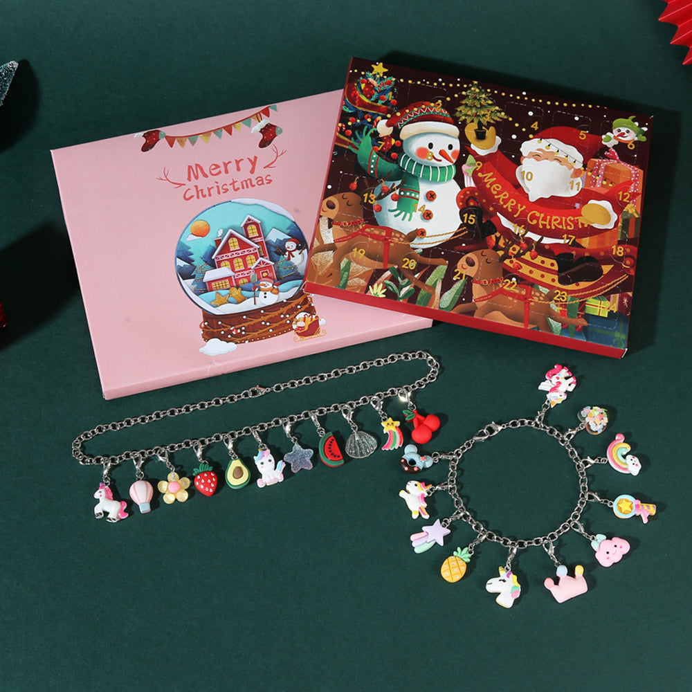 Christmas Advent Calendar Pendant Ornaments DIY Necklaces Bracelets for Girls