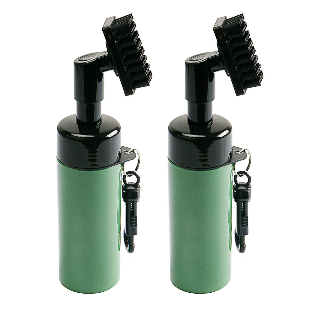 2X Golf Club Cleaning Brush Groove Cleaner with Squeeze Bottles Green