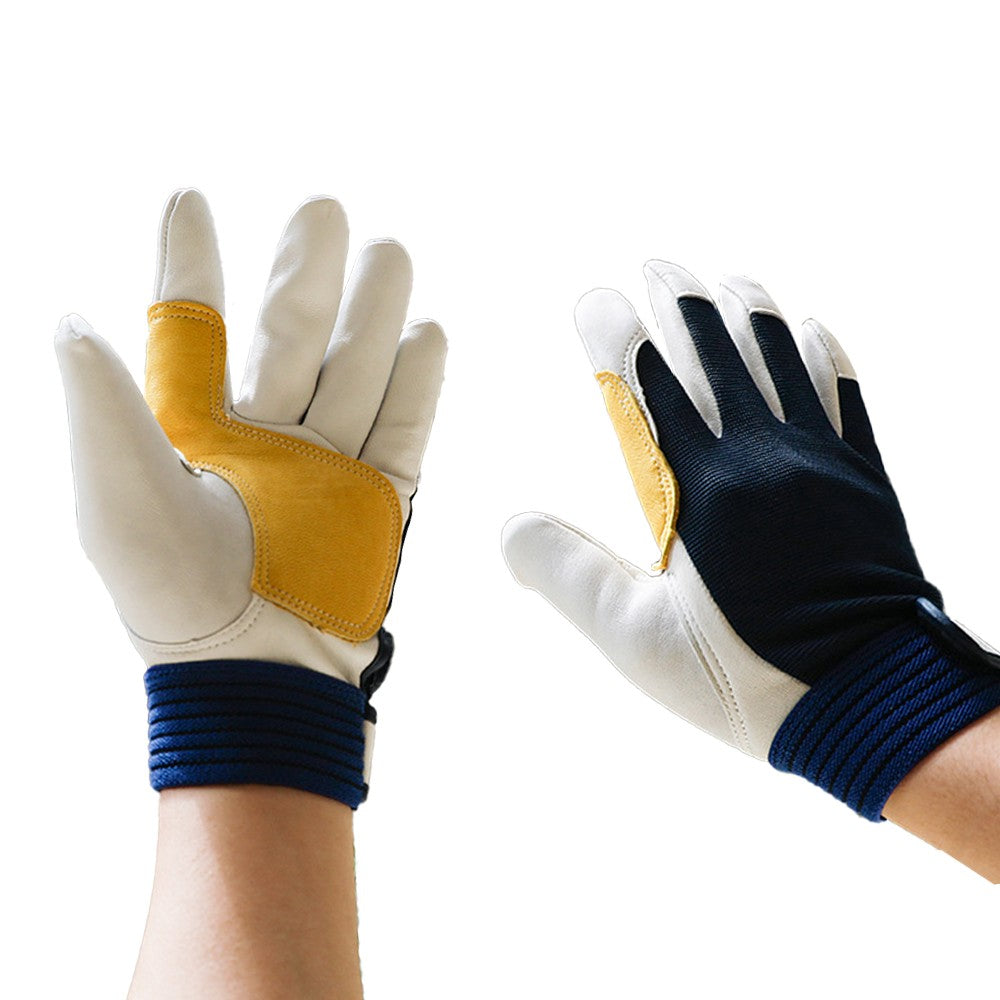 Pair of Genuine Leather Gardening Gloves Outdoor Protective Garden Work Gloves White L