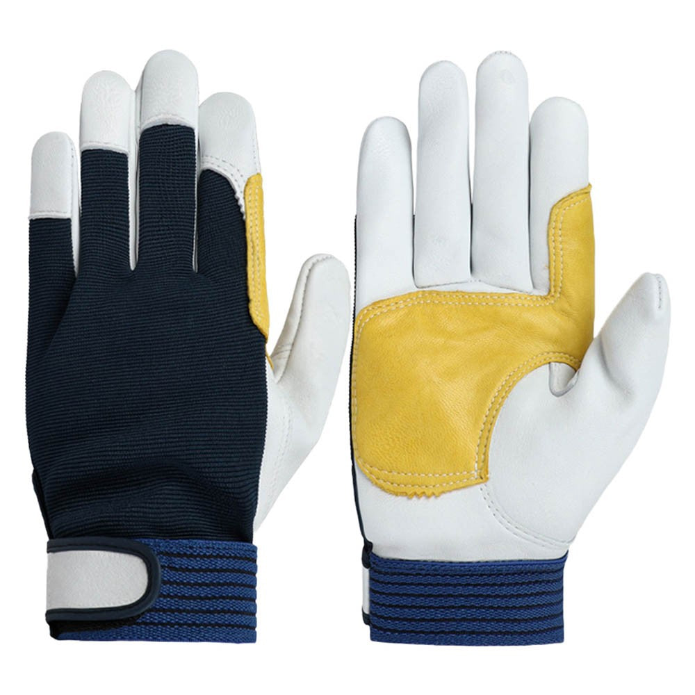 Pair of Genuine Leather Gardening Gloves Outdoor Protective Garden Work Gloves White XL