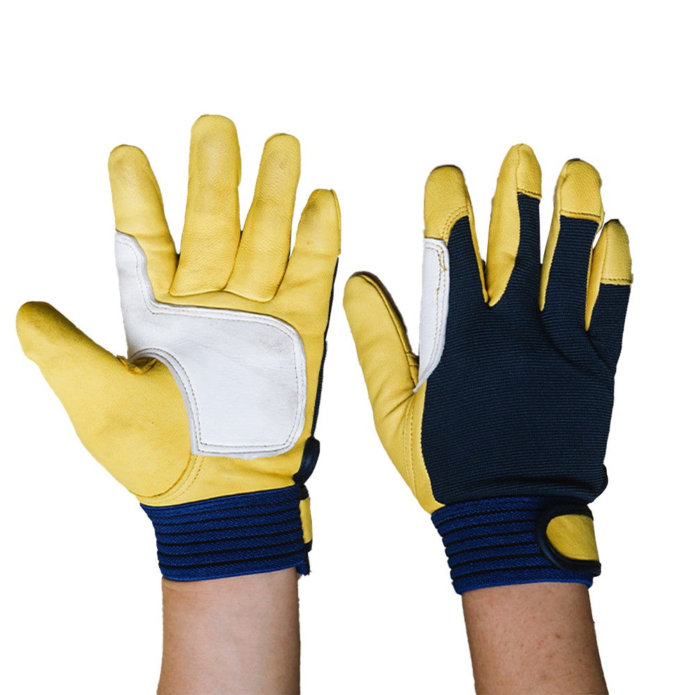 Pair of Genuine Leather Gardening Gloves Outdoor Protective Garden Work Gloves Yellow M