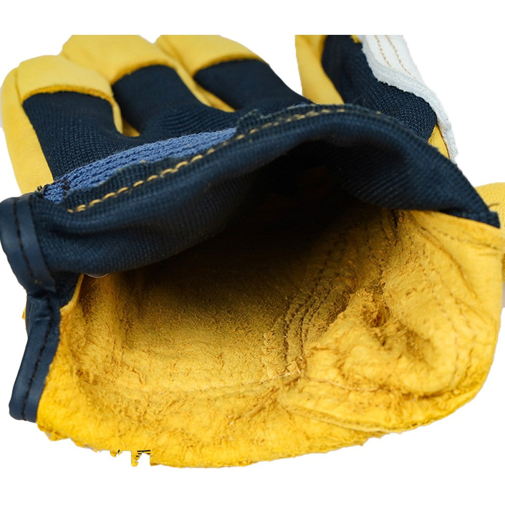 Pair of Genuine Leather Gardening Gloves Outdoor Protective Garden Work Gloves Yellow M