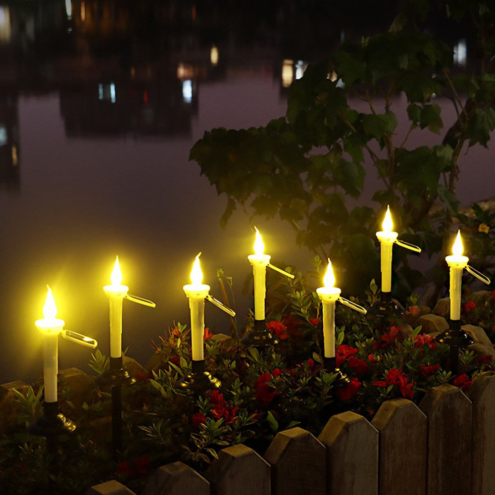 4x Solar Taper Candle Light Rechargeable Flickering Tapered Candlesticks Outdoor