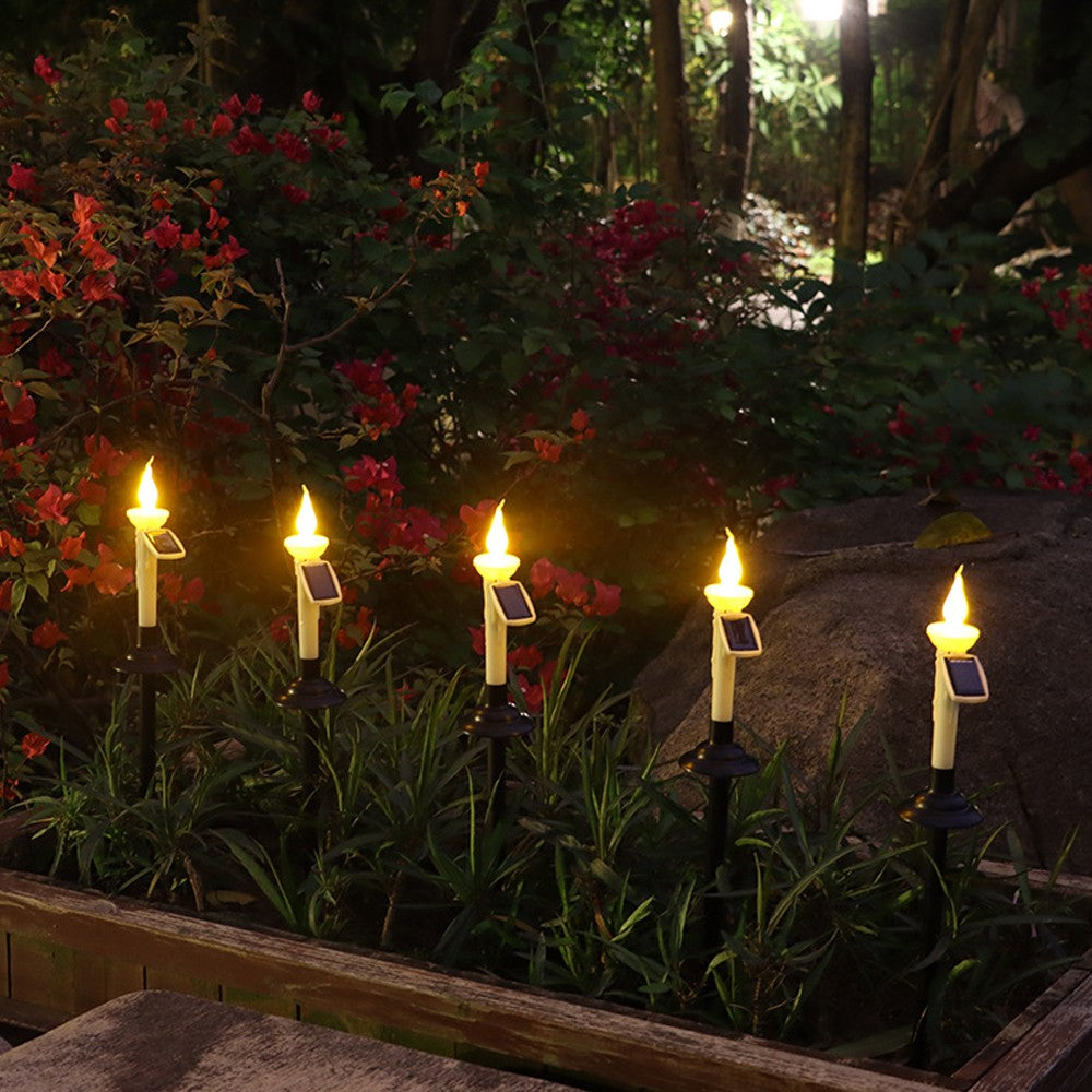 8x Solar Taper Candle Light Rechargeable Flickering Tapered Candlesticks Outdoor