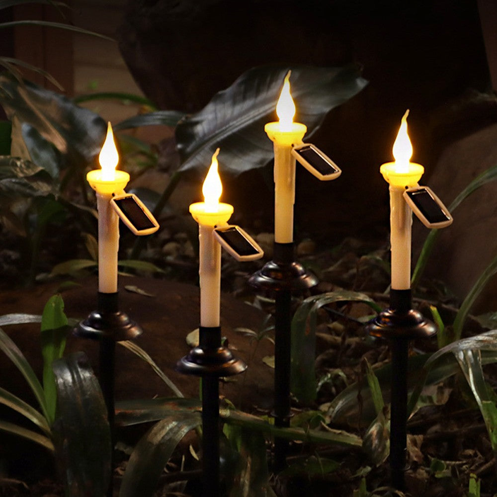 8x Solar Taper Candle Light Rechargeable Flickering Tapered Candlesticks Outdoor