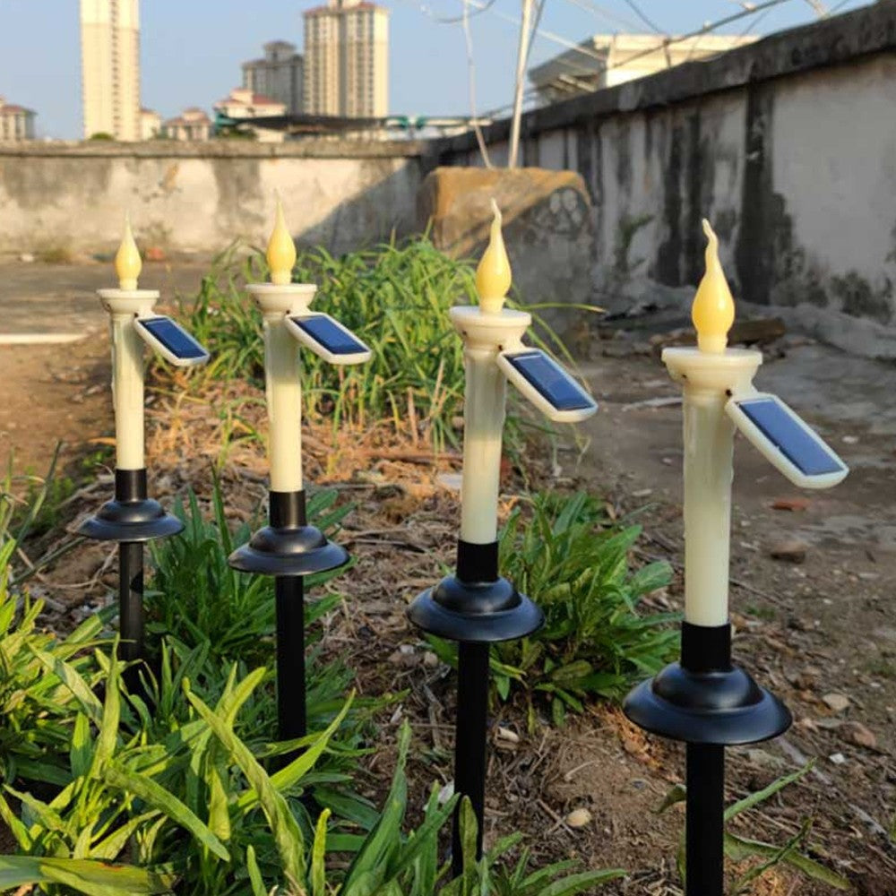 8x Solar Taper Candle Light Rechargeable Flickering Tapered Candlesticks Outdoor