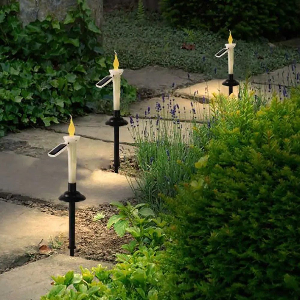 8x Solar Taper Candle Light Rechargeable Flickering Tapered Candlesticks Outdoor