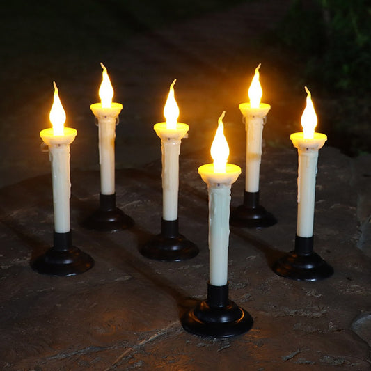 8x Solar Taper Candle Light Rechargeable Flickering Tapered Candlesticks Outdoor
