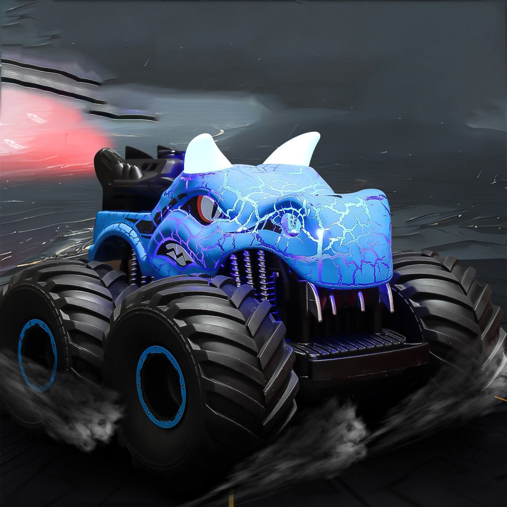 Dinosaur Toys RC Stunt Car 360 Degree Rolling Twister with Light Blue