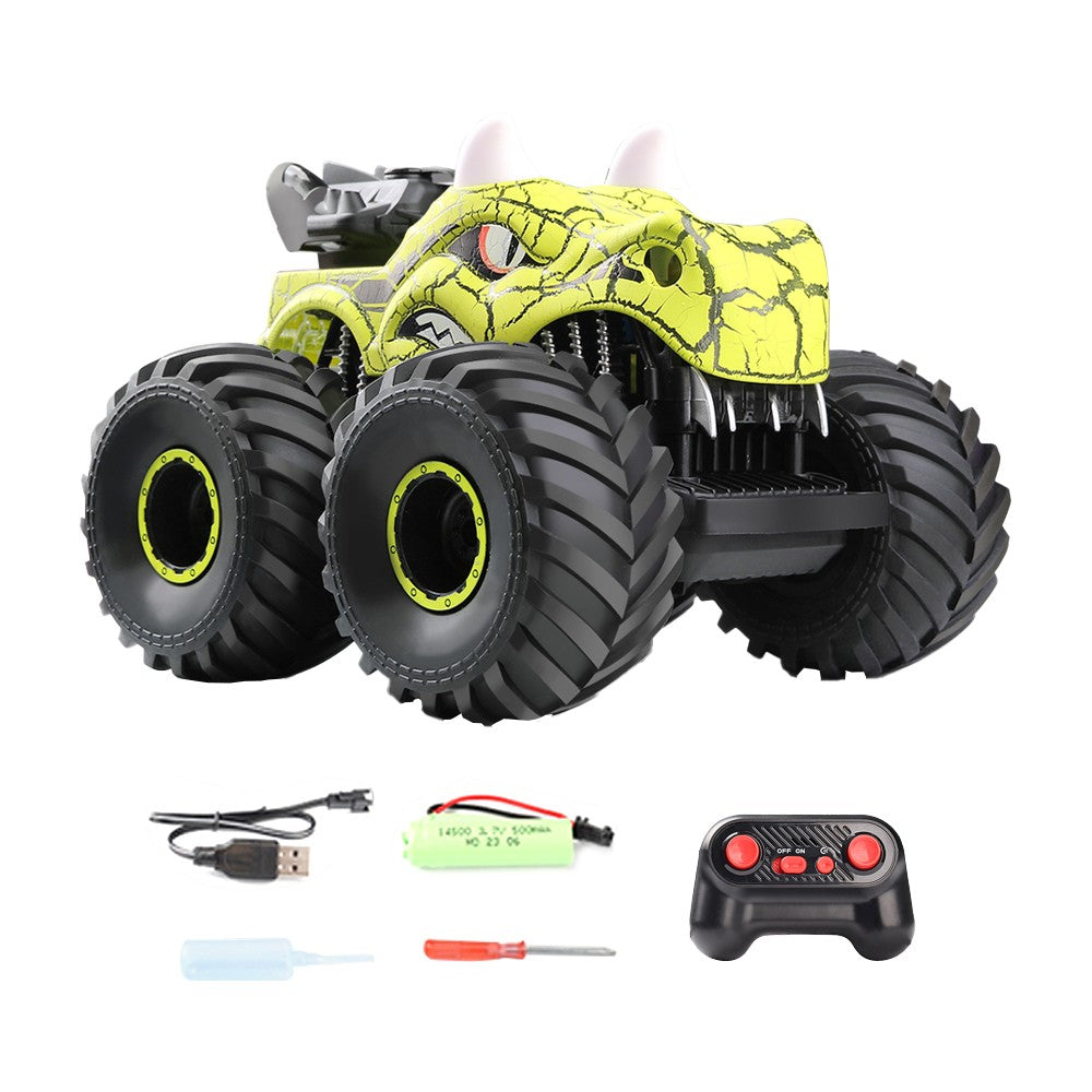 Dinosaur Toys RC Stunt Car 360 Degree Rolling Twister with Light Green