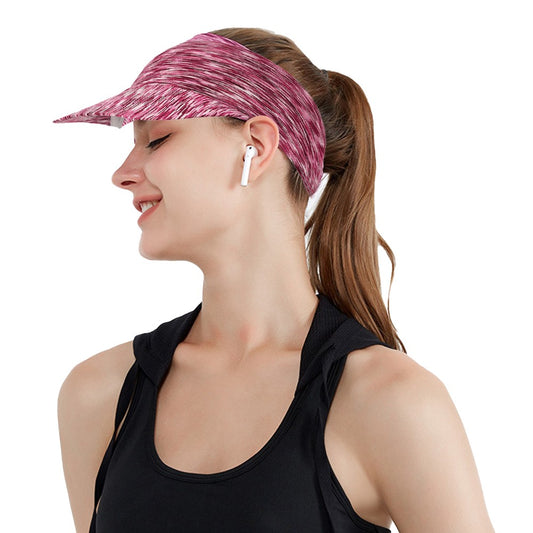 Women Sun Visor Cap Elastic Empty Top Sports Hat Beach Hat - Red