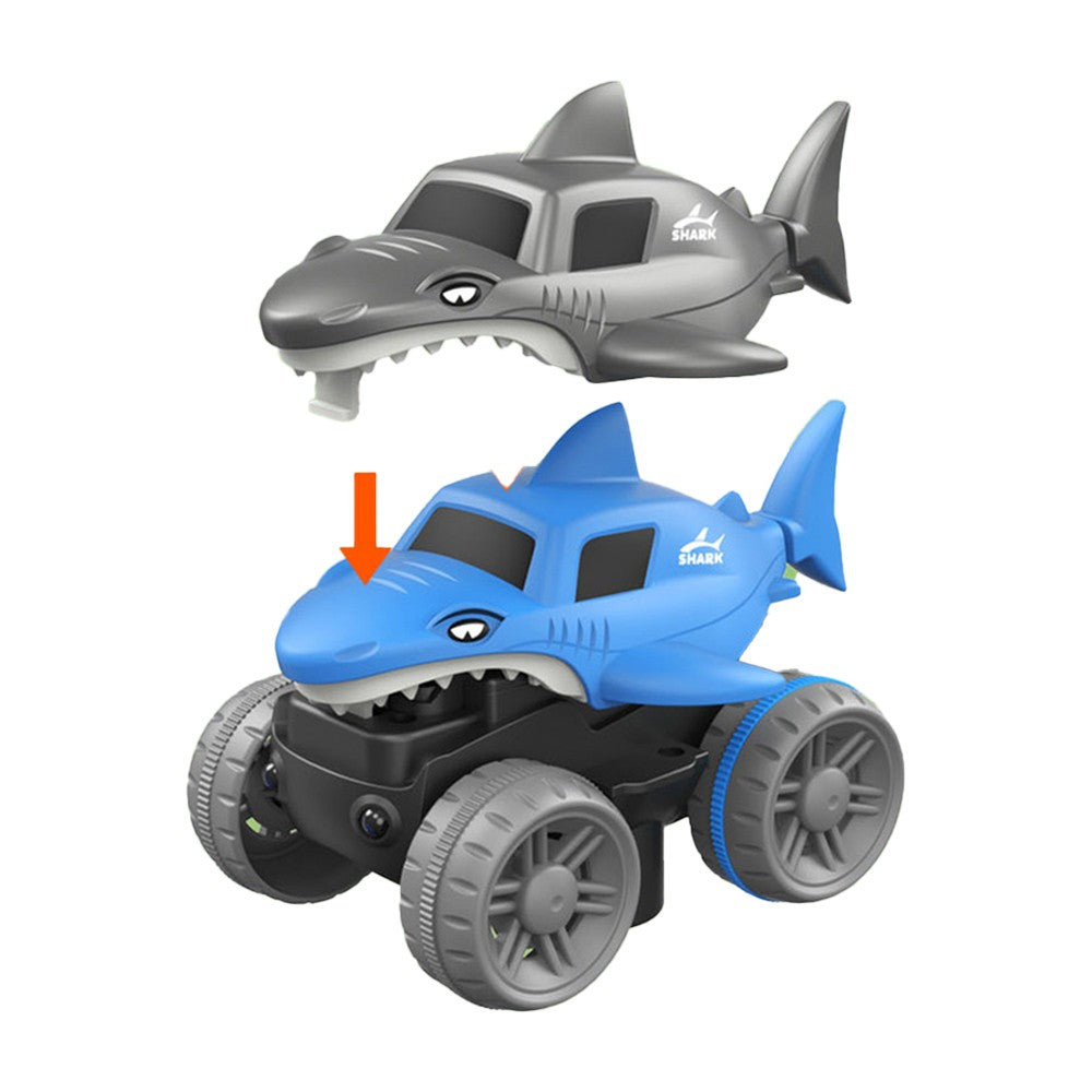 138Pcs Shark Racing Car Track Set Kids Light Up Shark Car Toy Flexible Changeable Track Toy