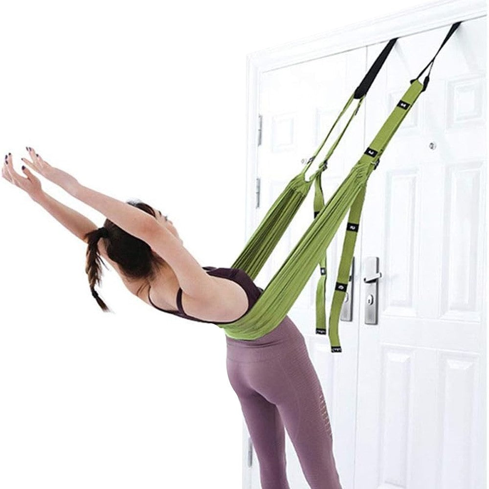 Leg Stretcher Strap with Door Anchor Backbend Training Belt Flexibility Trainer for Aerial Yoga Green