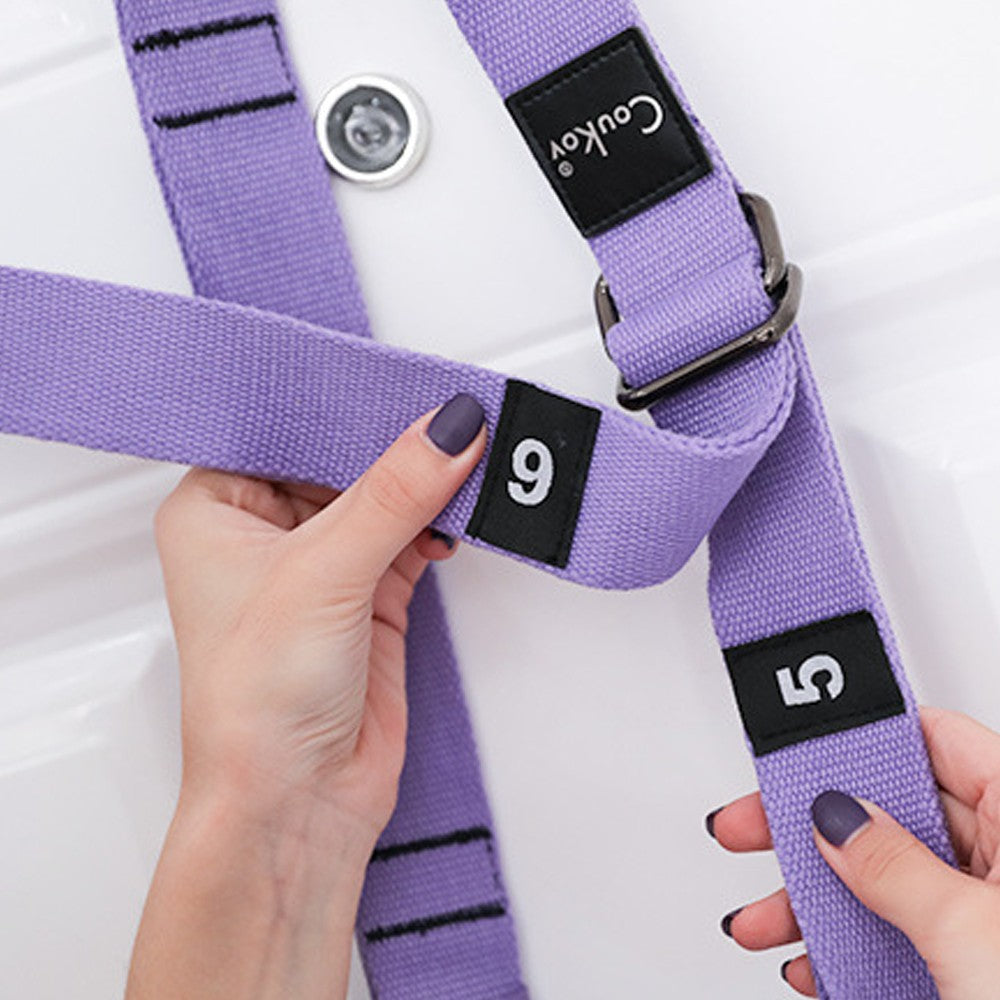 Leg Stretcher Strap with Door Anchor Backbend Training Belt Flexibility Trainer for Aerial Yoga Purple