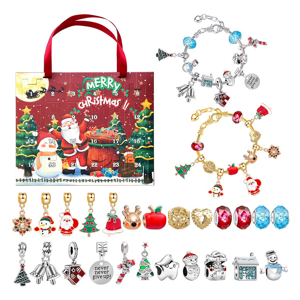 24 Days Christmas Countdown Calendar Advent Blind Box DIY Bracelet Kit