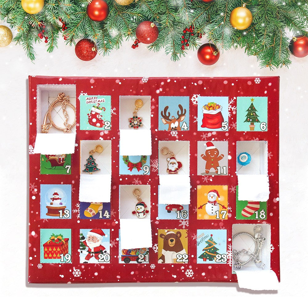 24 Days Christmas Countdown Calendar Advent Blind Box DIY Bracelet Kit
