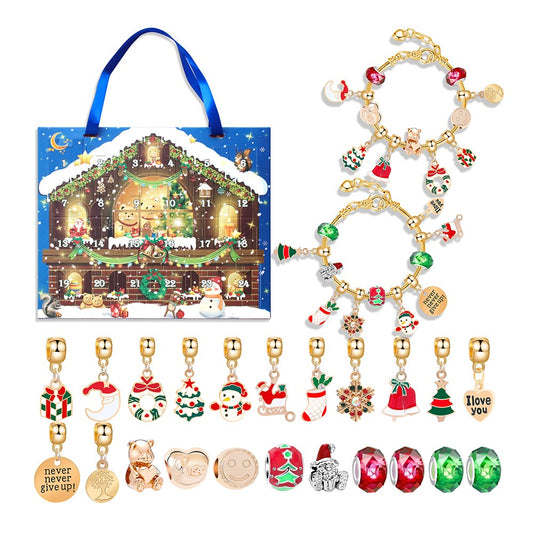 24 Days Christmas Countdown Calendar Advent Blind Box DIY Bracelet Kit