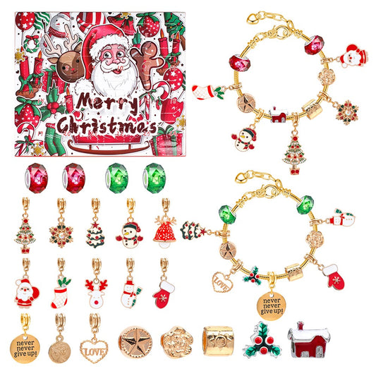 24 Days Christmas Countdown Calendar Advent Blind Box DIY Bracelet Kit