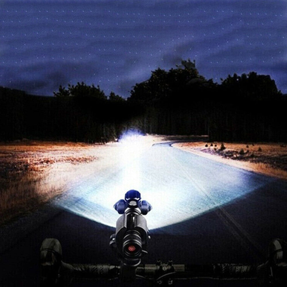 2Pcs 3-head USB Rechargeable Bike Headlight with Bracket for Night Cycling