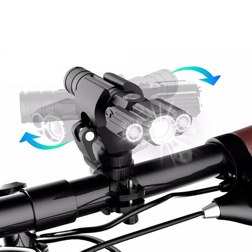 2Pcs 3-head USB Rechargeable Bike Headlight with Bracket for Night Cycling