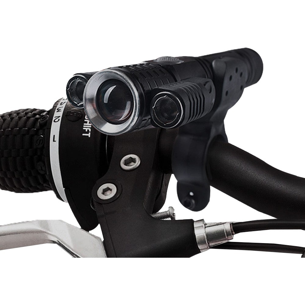 2Pcs 3-head USB Rechargeable Bike Headlight with Bracket for Night Cycling
