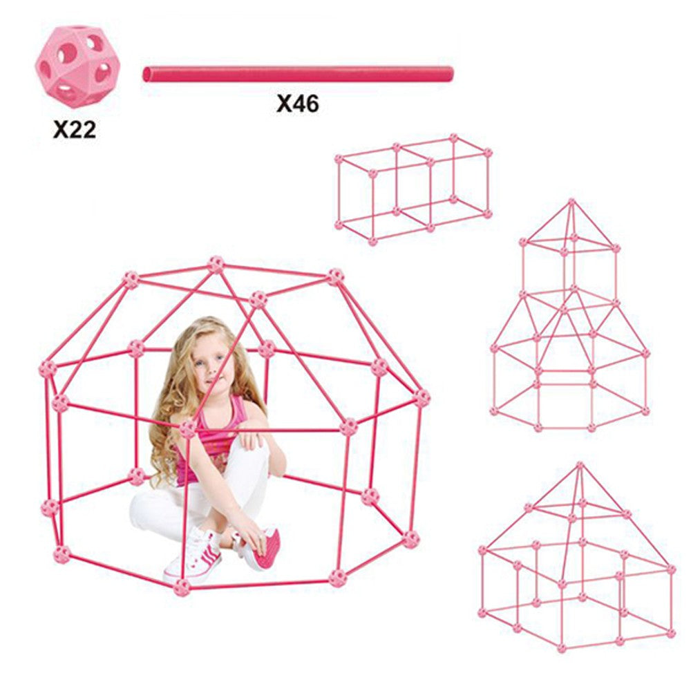 68Pcs DIY Kids Fort Building Kit Children Play House Toy Indoor Construction Toy