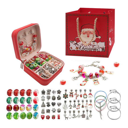 66Pcs DIY Bracelet Necklace Making Kit Christmas Jewelry Charms Set with Jewelry Box - Silver