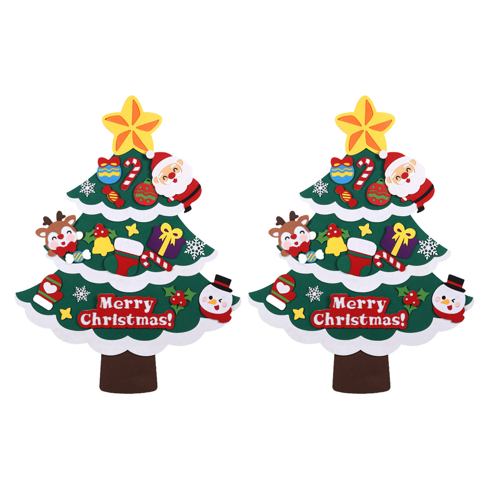 2 X Reusable DIY Felt Christmas Tree Set with Removable Ornament Xmas Decoration