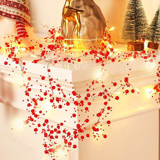4m 40LED Christmas String Light Battery Operated Berry Bead String Light Xmas Garland Light