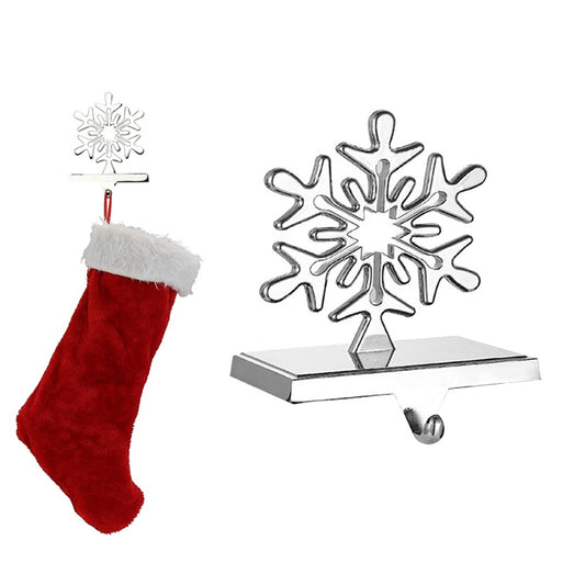 Snowflake Christmas Stocking Holders Metal Mantel Stocking Hangers
