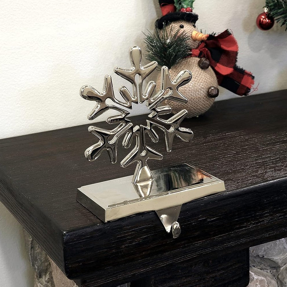 Snowflake Christmas Stocking Holders Metal Mantel Stocking Hangers