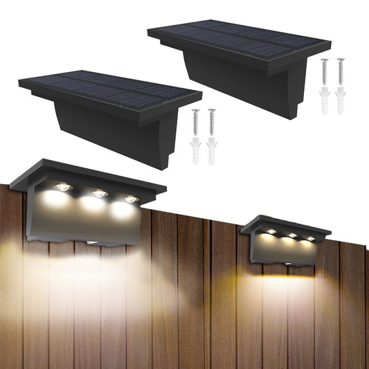 4Pcs Solar Fence Lights Outdoor Garden Waterproof Wall Mount Decorative Lights