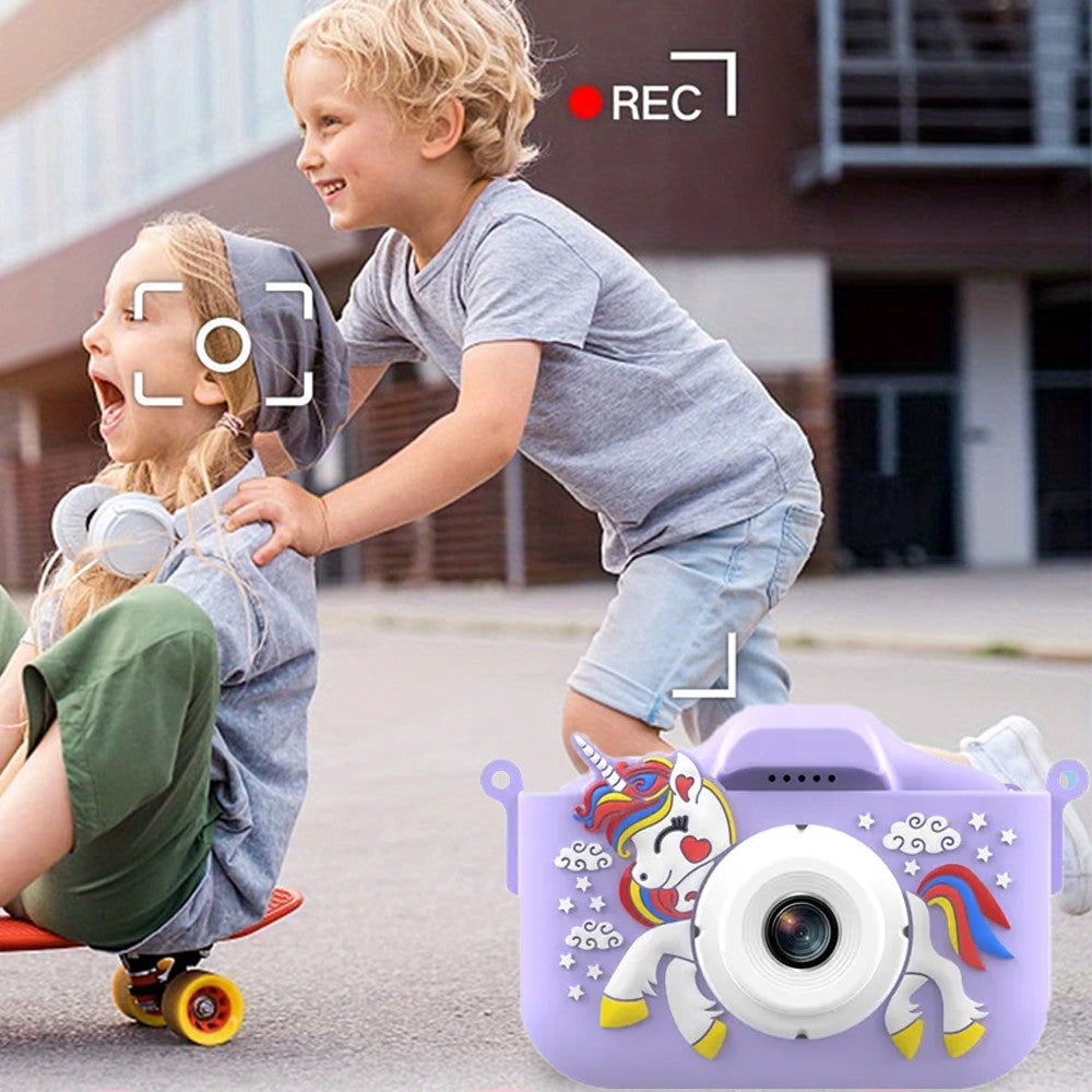 Purple 1080P HD Kids Digital Camera Unicorn Camera Toy  with 32G Memory Card