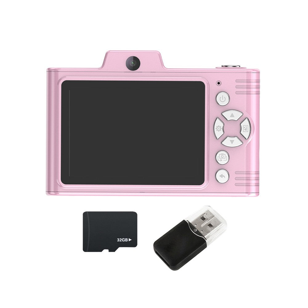 Dual Camera 48MP Digital Camera 8X Zoom 1080P HD Digital Camera  with 32G Memory Card Pink