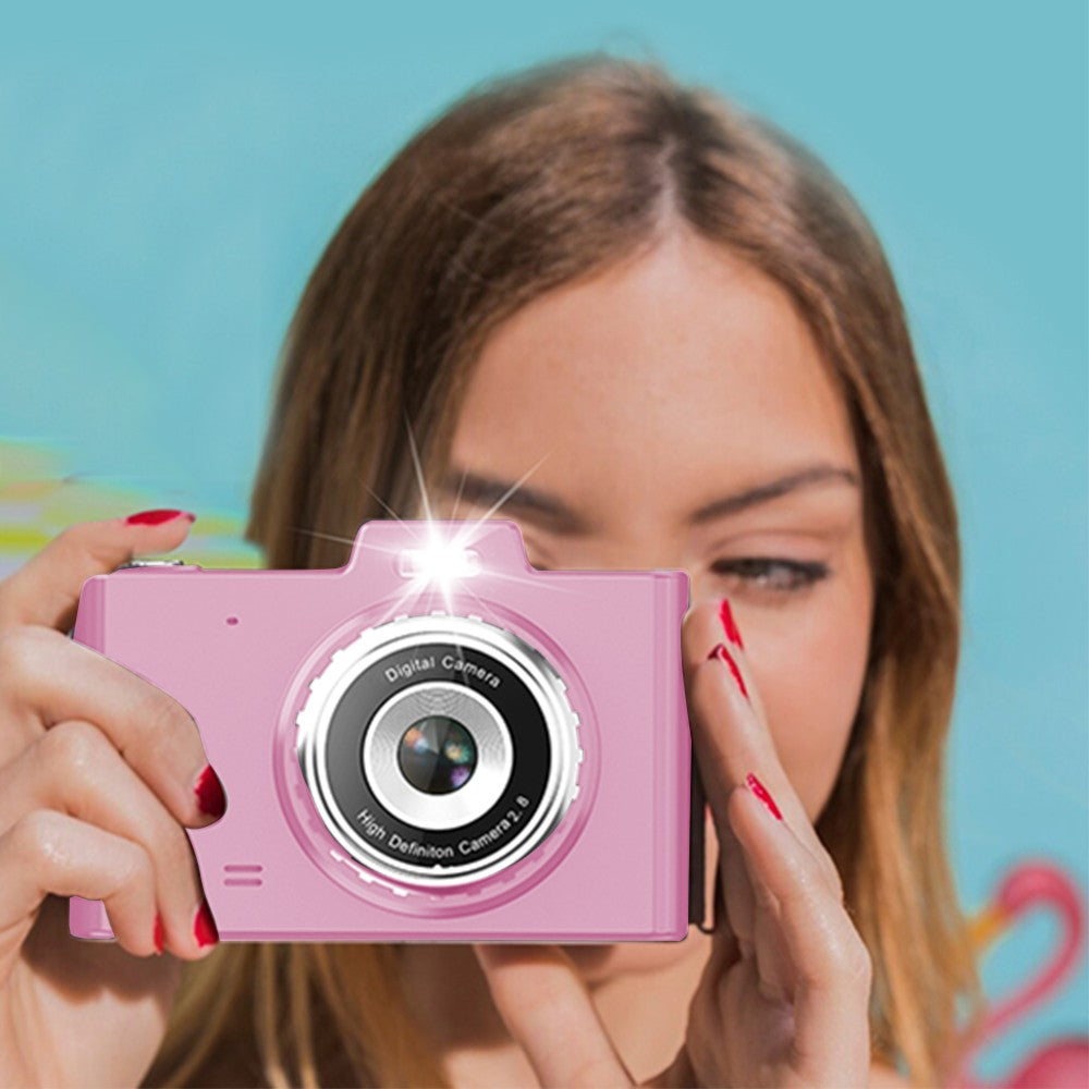 Dual Camera 48MP Digital Camera 8X Zoom 1080P HD Digital Camera  with 32G Memory Card Pink