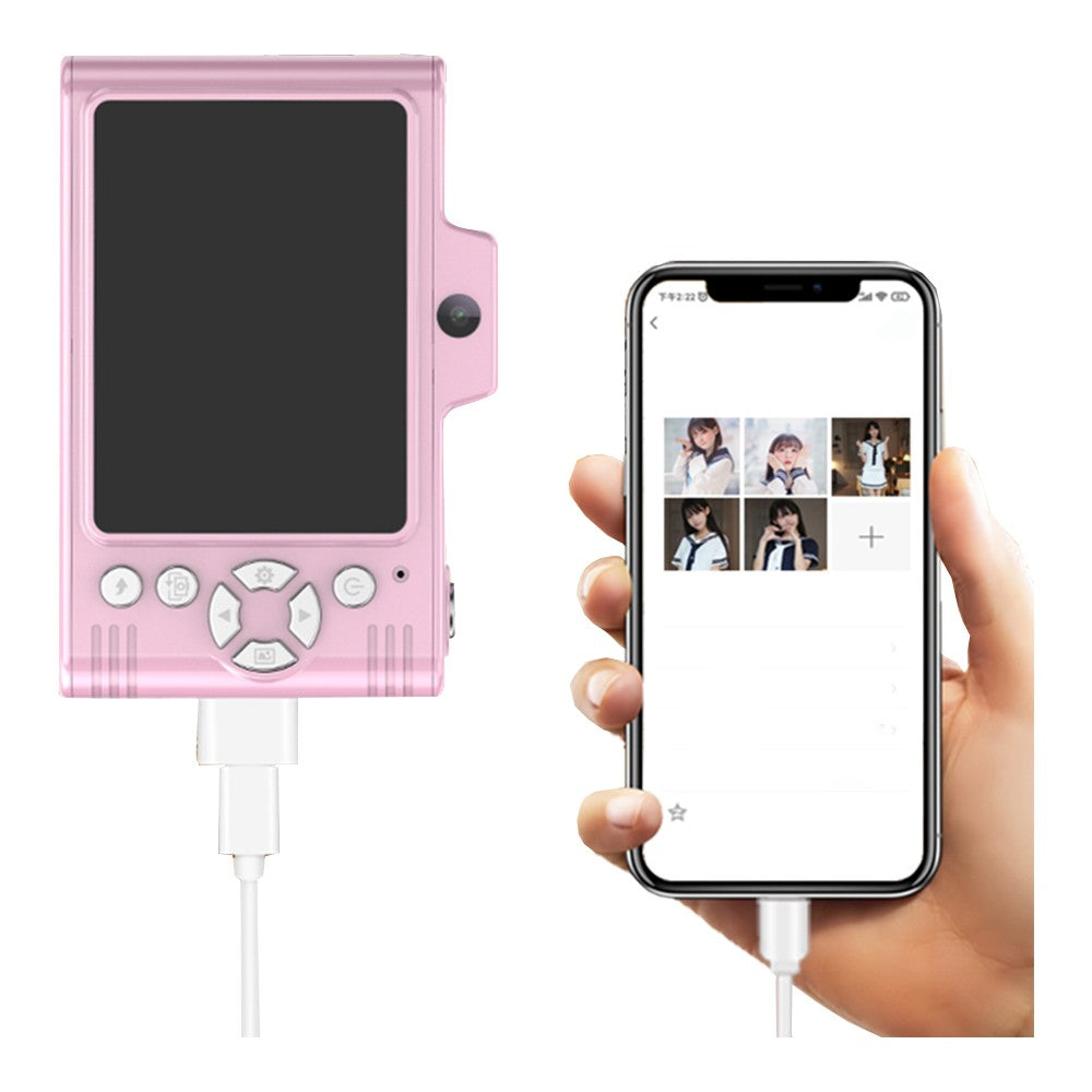 Dual Camera 48MP Digital Camera 8X Zoom 1080P HD Digital Camera  with 32G Memory Card Pink