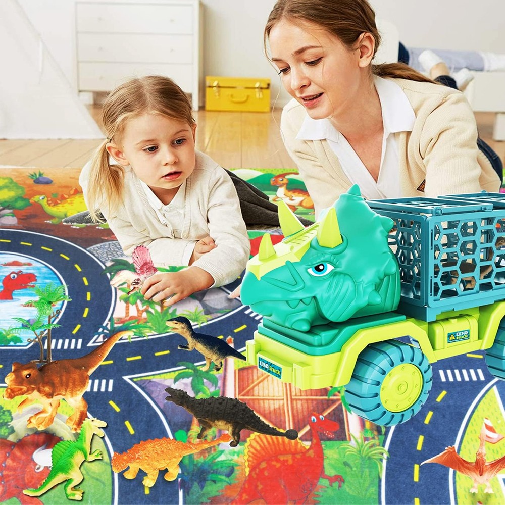 Dinosaur Truck Toys with 15 Dino Figures Dinosaur Play Set for Kid