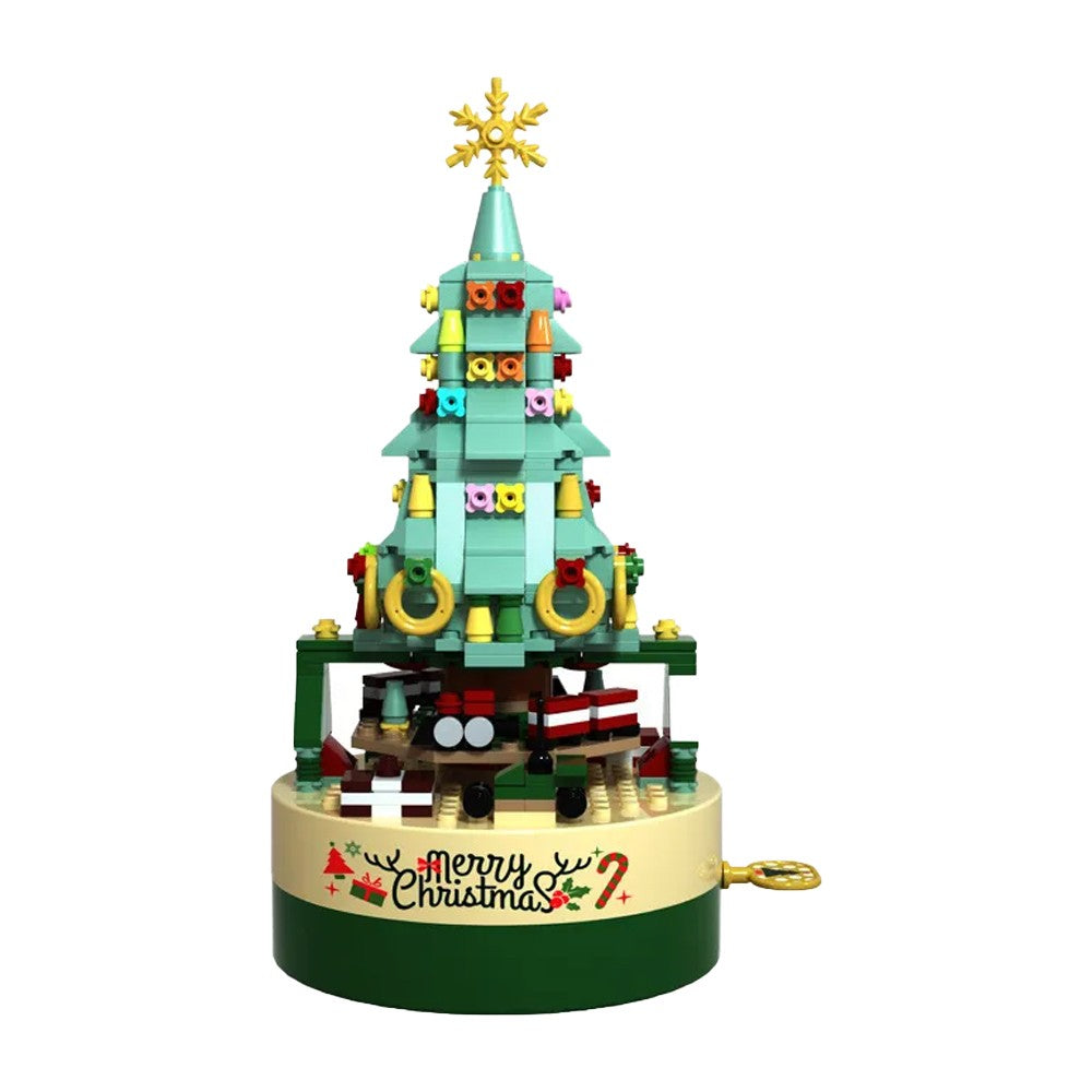 Assemblable Christmas Tree Building Block Kits Rotating Christmas Tree Clockwork Music Box Xmas Decor