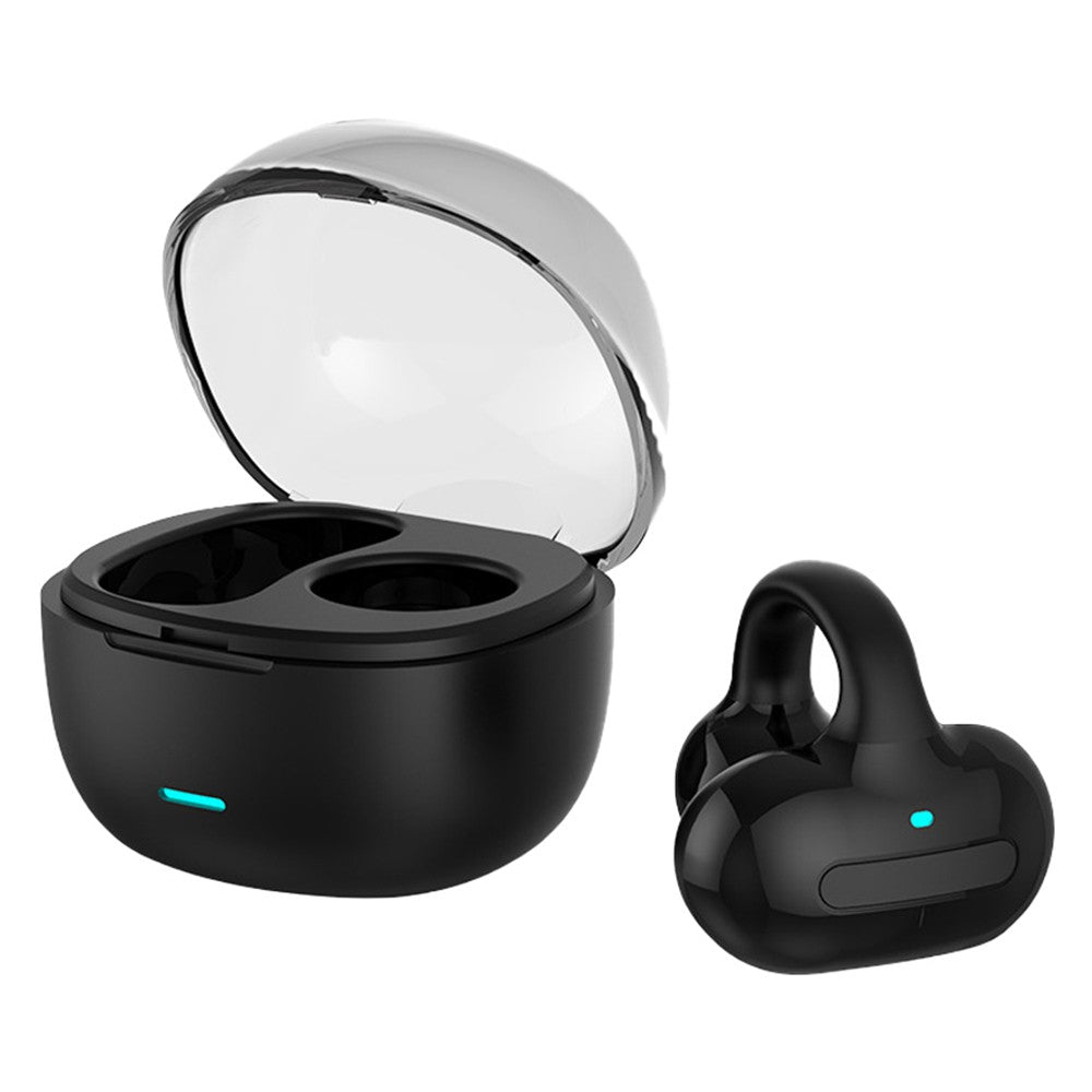 MG8 Wireless Bluetooth 5.2 Earphones Ear-clip Bone Conduction Headphones TWS Sports Earbuds with Charging Case - Black