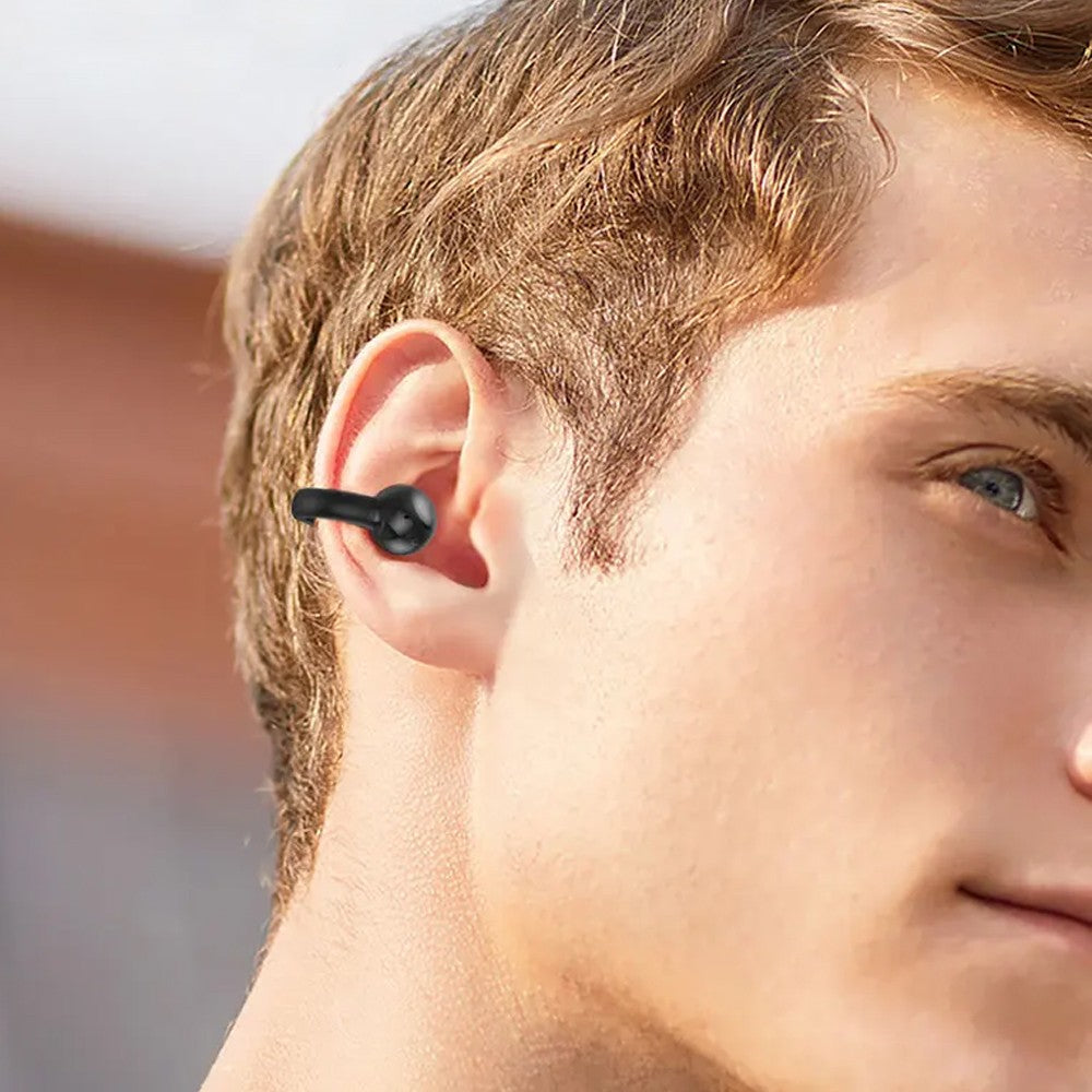 MG8 Wireless Bluetooth 5.2 Earphones Ear-clip Bone Conduction Headphones TWS Sports Earbuds with Charging Case - Black