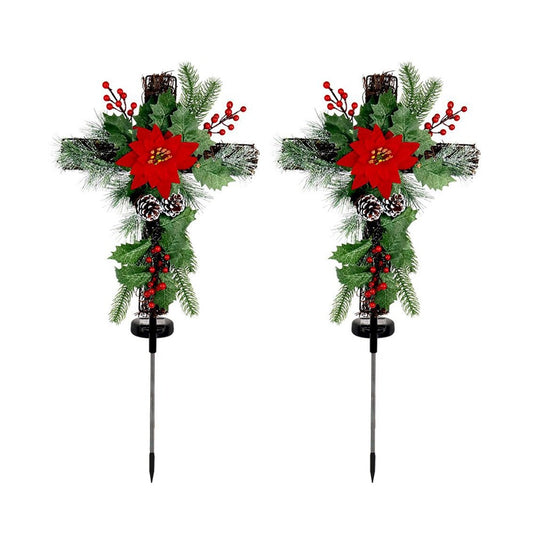 2Pcs Christmas Tree Solar Light Ground Light Patio Walkway Lamp Outdoor Garden Decor