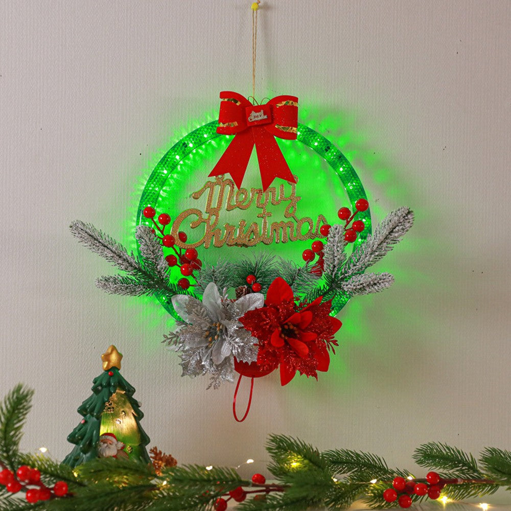 Style2 Christmas Wreath Light Dual Power Mode Hanging Christmas Garland Lights Decor