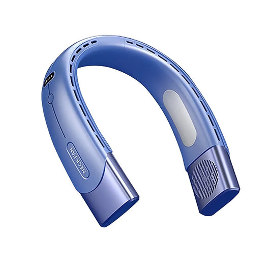 5 Speed Hanging Neck Fan Wearable Bladeless Fan USB Rechargeable Cooling Fan - Blue